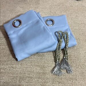 Curtains 2 Light Blue with Silver Accents 42x82